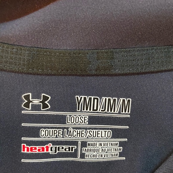 UNDER AMOUR BOYS BLUE / BLACK GOLF SHIRT - Picture 2 of 4